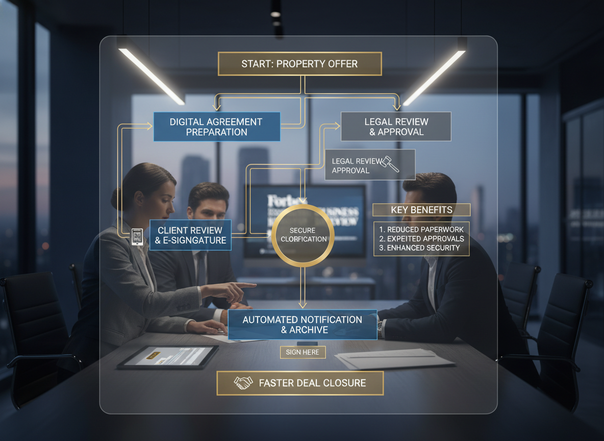 Flowchart showing step-by-step implementation of digital signatures in real estate workflows.