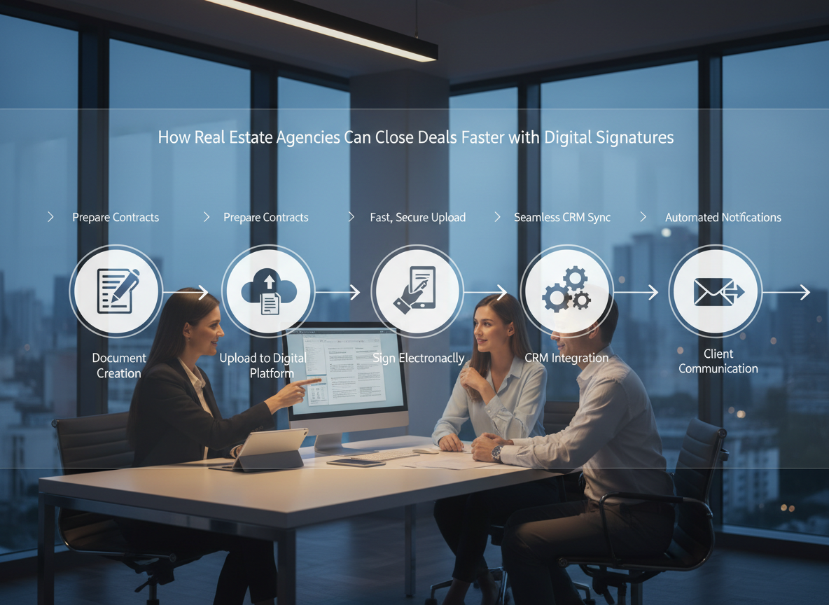 Flowchart showing step-by-step implementation of digital signatures in real estate workflows.